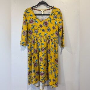 Matilda Jane A Place In The Sun Dress Mustard Yellow Floral Medium